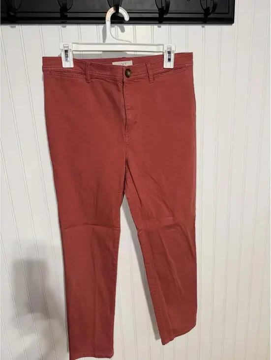 LOFT Size 10 Red Terracotta High Rise Utility Ankle Pants - Picture 1 of 3